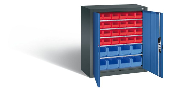 C+P Magazinschrank Serie 13, H830xB700xT300mm, Farbe: Anthrazitgrau / Enzianblau, Muldengriff, 134013-24 S10026