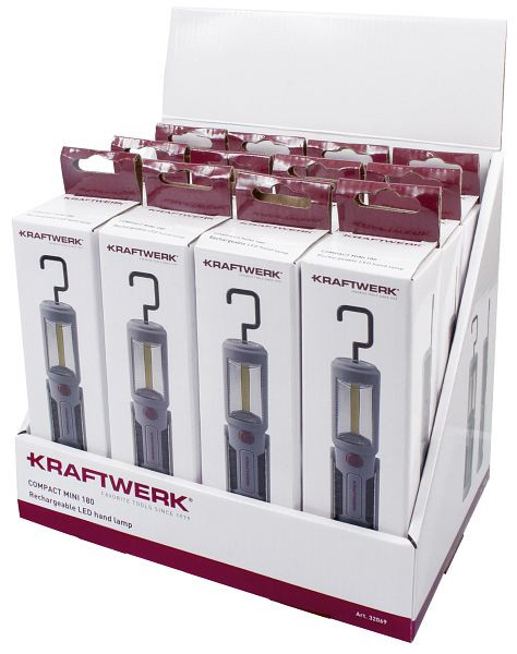 Kraftwerk Display COB-LED COMPACT MINI 180 Handlampe, 12-teilig, wiederaufladbar, 32069D12