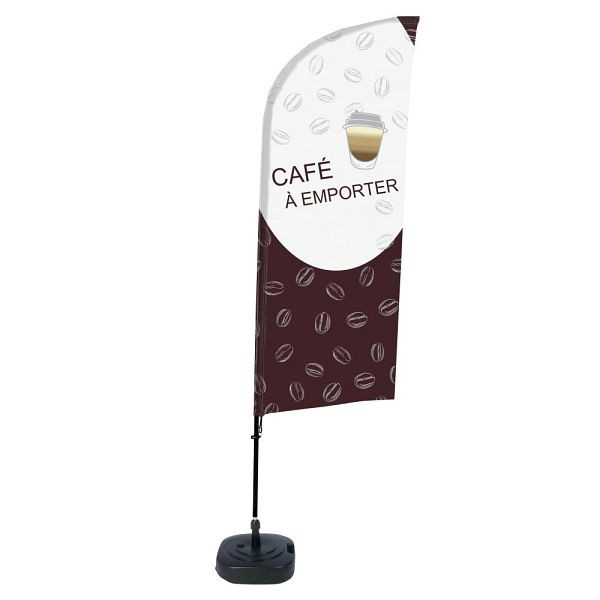 Showdown Displays Beachflag Alu Wind Komplett-Set Kaffee To Go Französisch ECO, BFAW310-WT21-I493ECO