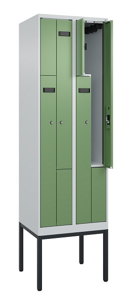 C+P Z-Spind Evolo PLUS, Gestell, 4 Fächer, 2120x600x500mm, 7035/6011, Zylinderschloss, 0490337-204 S10033