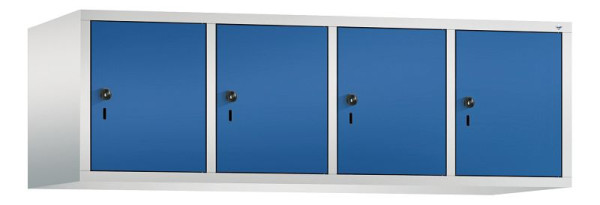 C+P Aufsatz-Garderobenschrank Evolo, 4 Abteile, H500xB1590xT500 mm, Lichtgrau/Enzianblau, 48090-42 S10009