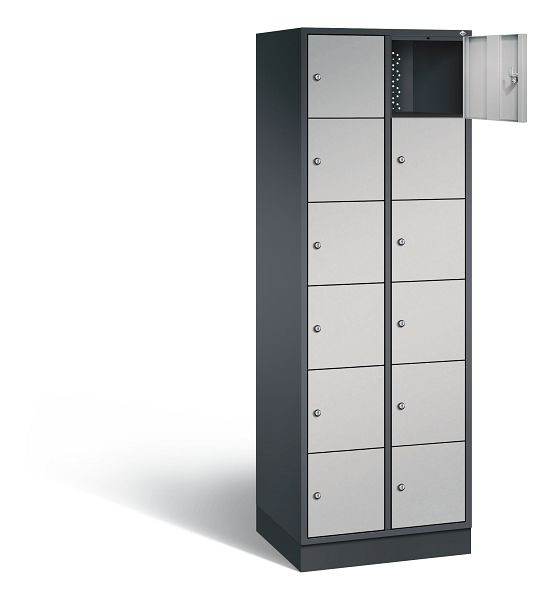 C+P Schließfachschrank Intro, H1950xB620xT490mm, Farbe: Schwarzgrau / Weißaluminium, 8670-201 S10014