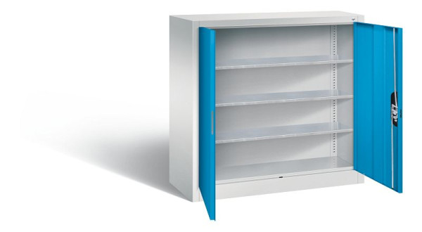 C+P Magazinschrank Serie 13, H1000xB1000xT420mm, Farbe: Lichtgrau / Lichtblau, Muldengriff, 133944-21 S10038