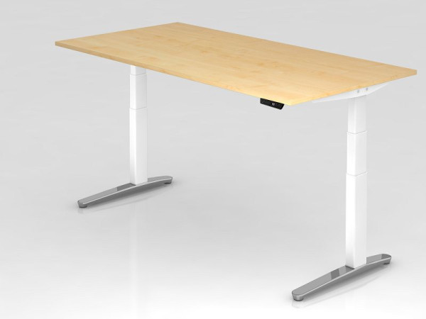 Hammerbacher Sitz-Steh-Schreibtisch elektrisch 200x100cm Ahorn/weiß poliert, Rechteckform, VXBHM2E/3/WC