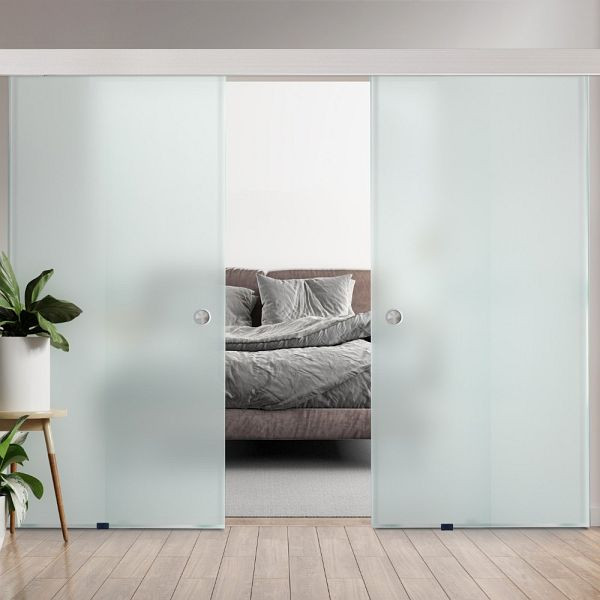 HOME DELUXE Doppelglasschiebetür SAPHIR – 205 x 105 cm Milchglas, 49709