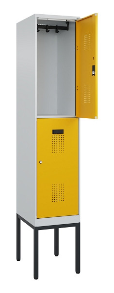 C+P Doppelstock-Spind Evolo PLUS, Gestell, 2 Fächer, 2120x400x500mm, 7035/1004, Zylinderschloss, 0493307-12 S10027