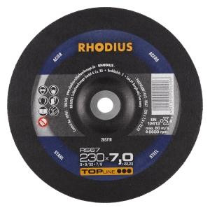 Rhodius TOPline RS67 Schruppscheibe, Durchmesser [mm]: 230, Stärke [mm]: 7, Bohrung [mm]: 22.23, VE: 10 Stück, 205718