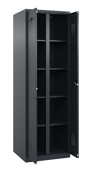 C+P Wäsche-Spind Evolo PLUS, 2 Abteile, 1850x600x500mm, 7016/7016, Verschluss Zylinderschloss, 049002-20B S10043