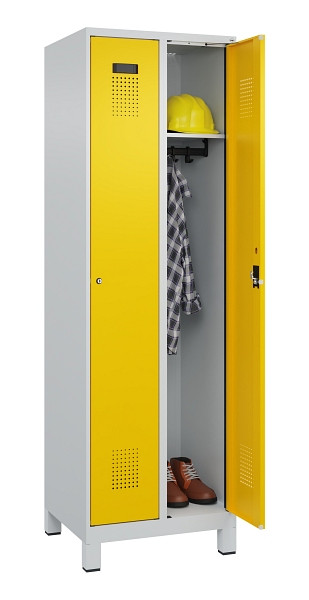 C+P Spind Evolo PLUS, mit Füßen, 2 Abteile, 1950x600x500mm, 7035/1023, Verschluss Zylinderschloss, Ablageböden 2, 049010-20 S10028