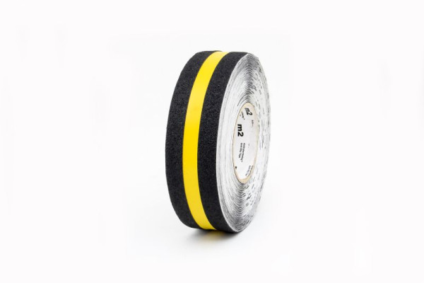 m2 Antirutschbelag Multifunktionsbelag schwarz mit Streifen gelb Rolle 50mmx18,3m, MFB1R050183
