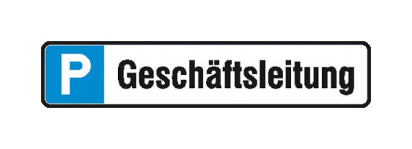 SafetyMarking Parkplatzschild, Symbol: P, Text: Geschäftsleitung, BxH 52x11 cm, Aluminium, 11.5533
