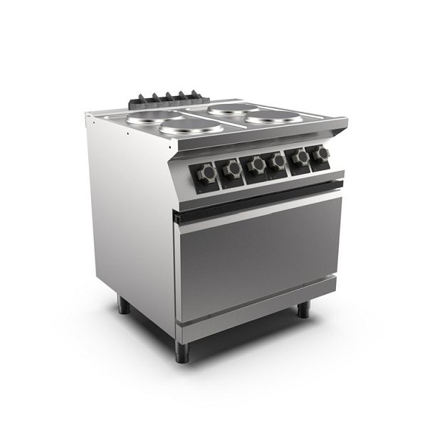 Mareno M1-700 Kocher mit 4 runden Tellern und Elektrobackofen GN 2/1, 80cm, PC78EFEPT, 171.133