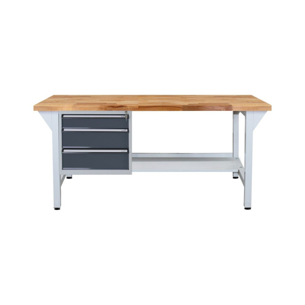 ADB Werkbank mit Schubladenbox-3 Schubladen, H850xB1500xT750mm, RAL 7035, 42670