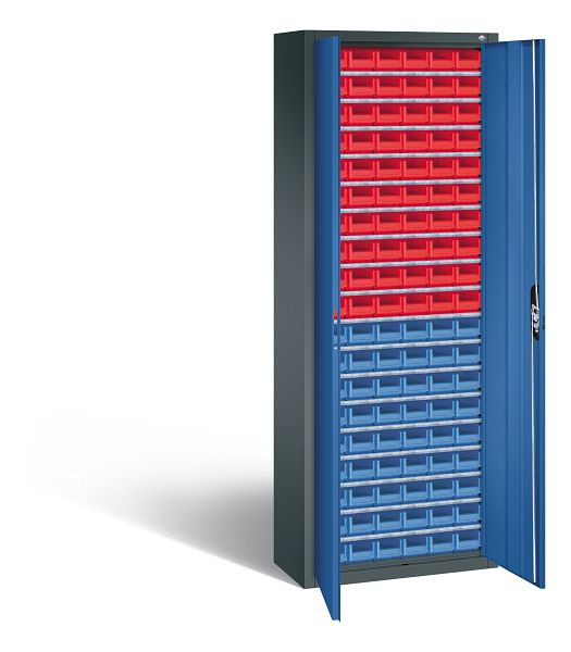 C+P Magazinschrank Serie 13, H1980xB700xT300mm, Farbe: Anthrazitgrau / Enzianblau, Muldengriff, 133113-23 S10110