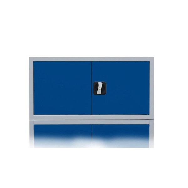 Lüllmann Aufsatzschrank mit Flügeltüren und Zylinderschloss mit Drehgriff, 450 x 1200 x 422 mm, 7035/5010, 531131