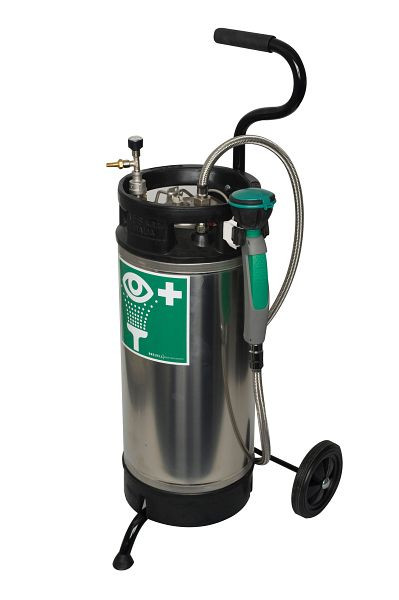 B-SAFETY Mobile Tank-Augendusche mit 14 Liter-Edelstahltank, auf Handwagen mit Vollgummibereifung, BR 960005, 320537