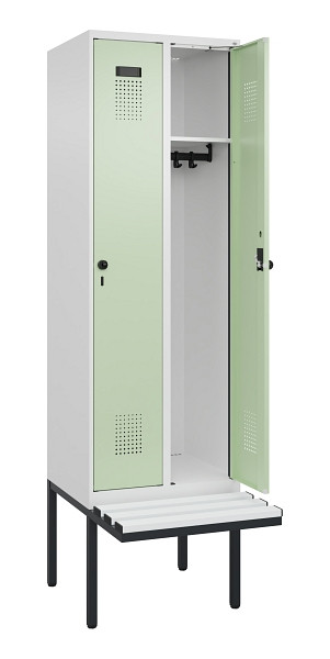 C+P Spind Evolo PLUS, 2 Abteil, 2120x600x815mm, 9016/6019, Drehriegel, Material Sitzfläche Kunststoff, 0490407-20 S10073