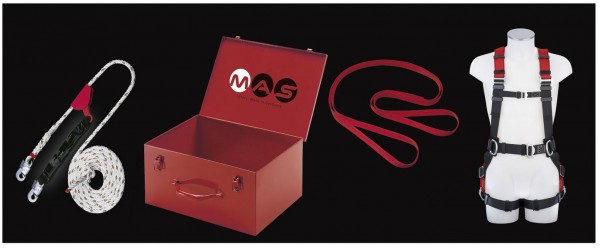 MAS Sicherheitsset bestehend aus: Auffanggurt MAS 90 (1090010), Auffanggerät MAS 16, 40005