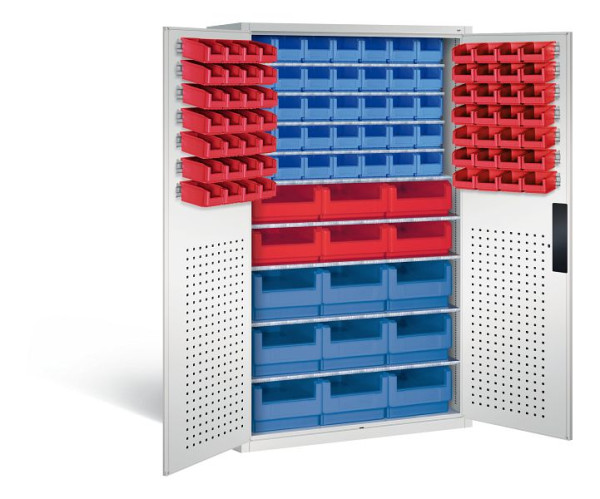 C+P Magazinschrank Serie 13, H1950xB1100xT535mm, Farbe: Lichtgrau, Muldengriff, 130276-66 S10007