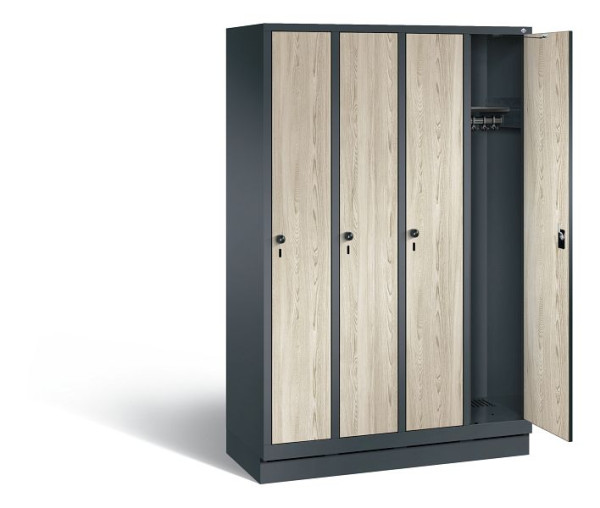 C+P Garderobenschrank Evolo, H1800xB1190xT500mm, Farbe: Anthrazitgrau / Dekor Sen-Esche, 48020-40 S11087