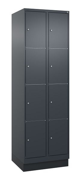 C+P Schließfachschrank Classic PLUS, Sockel, 2 Abteile mit je 4 Fächern, 1950x600x500mm, 7016/7016, 080020-204 S10015