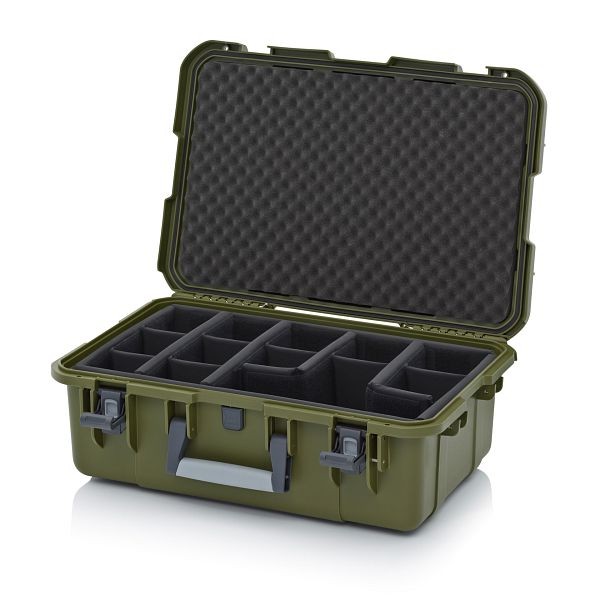 Auer Schutzkoffer Pro, Olivgrün, ohne Schloss, Polstereinlage T, CP 6422 B5-6003