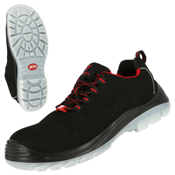 NITRAS MICRO STEP, S1P Sicherheitshalbschuhe, strapazierfähige Mikrofaser, schwarz, widerstandsfähige PU / TPU-Laufsohle, Größe: 37, VE: 10 Paar, 7420-37