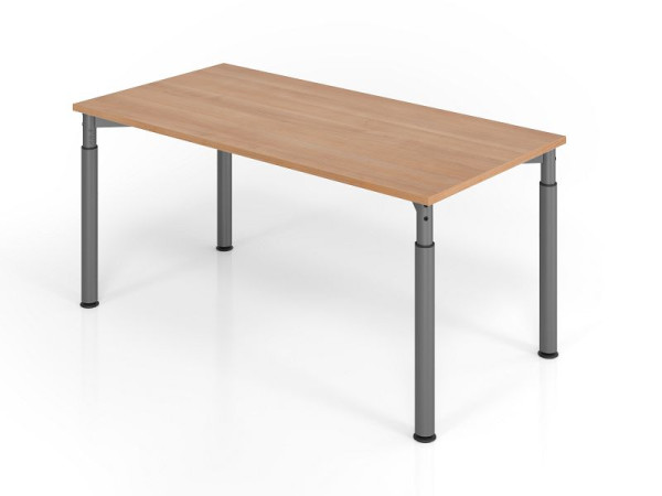 Hammerbacher Schreibtisch YS16, 160 x 80 cm, Platte: Nussbaum, 25 mm dick, ABS-Dickkante, Rechteckform, Graphit, VYS16/N/G