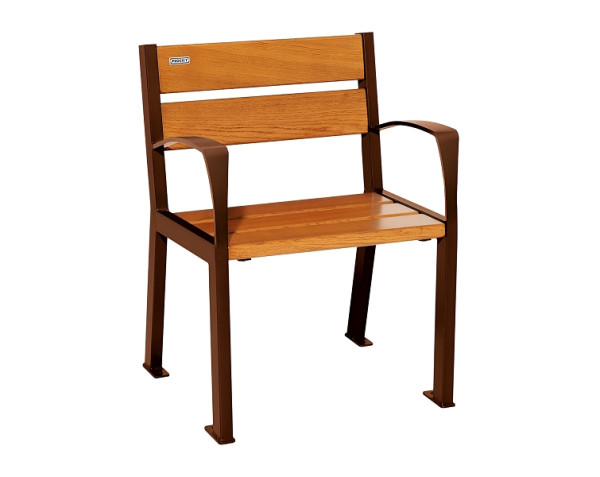Procity Stuhl Silaos 5 Holzlatten, Mit Armlehne, Holz & Stahl, helle Eiche/Rost Korken Effekt, 209510.S025.CHEC