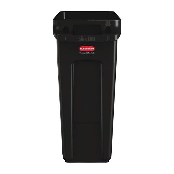 Rubbermaid Slim Jim Abfalleimer mit Entlüftungsschlitzen schwarz 60L, CP652