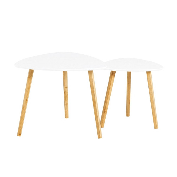 SoBuy 2er-Set Satztische Weiß 55x40x45 cm, Modern, FBT74-W