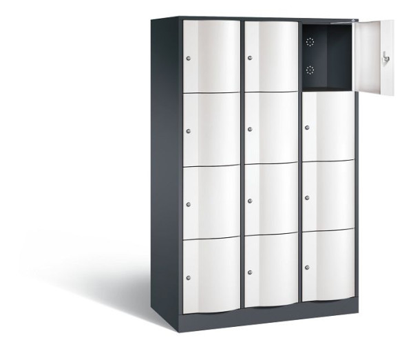 C+P Schließfachschrank Resisto, H1950xB1148xT540mm, Farbe: Schwarzgrau / Verkehrsweiß, 8470-372 S10220