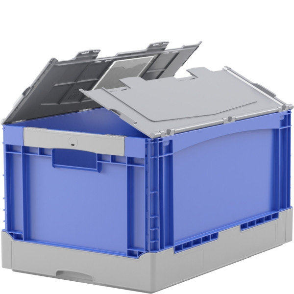 BITO KlappboxEQD64321 blau, Durchfassgriff Deckel, 400x332x600mm, 31473