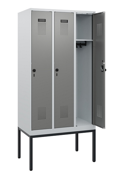 C+P Spind Evolo PLUS, Gestell, 3 Abteile, 1950x900x500mm, 7035/0004, Drehriegel, 0490305-30 S10014
