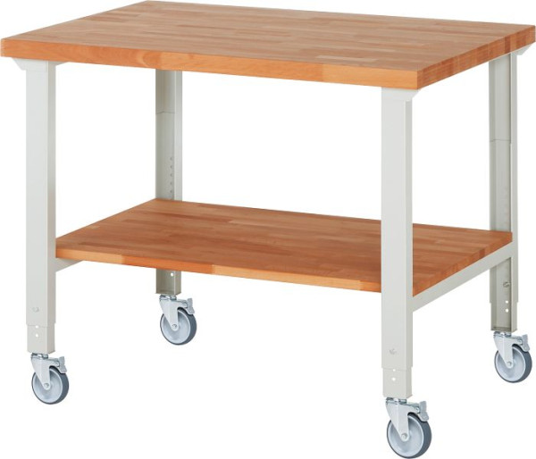 RAU Fahrbare Werkbank (höhenverstellbar) 7000-7, 1250x900x950-1000mm, 4 Lenkrollen, 05-7000-7-129B4H4.12