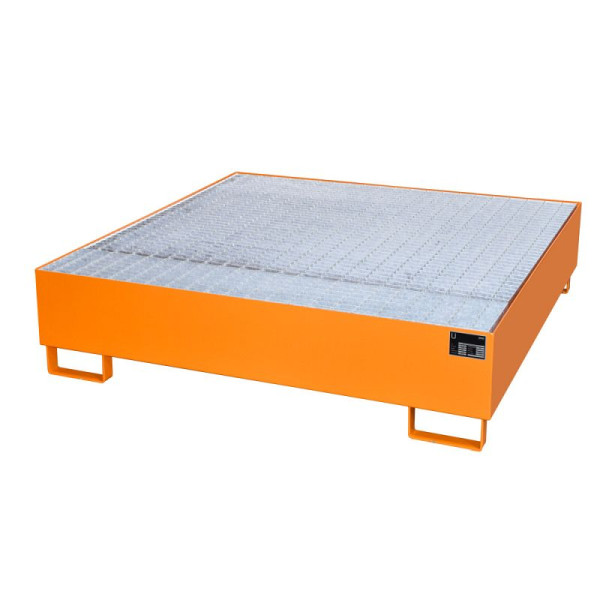 STEIN HGS Auffangwanne AW, 450 Liter, RAL 2000 gelborange, Höhe 355 mm, lackiert, 4 x 200 Liter Fass, 79185.0025