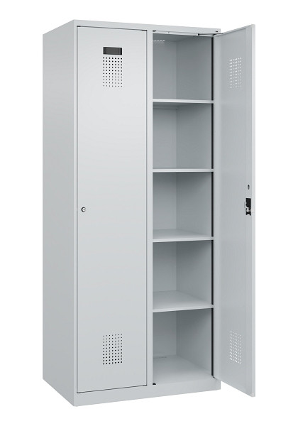 C+P Wäsche-Spind Evolo PLUS, 2 Abteile, 1850x800x500mm, 7035/7035, Verschluss Zylinderschloss, Ablageböden 8, 049000-22B S10040