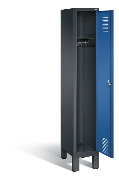 C+P Garderobenschrank Evolo, H1850xB320xT500mm, Farbe: Schwarzgrau / Enzianblau, 48010-10 S10014