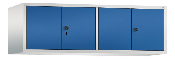 C+P Aufsatz-Garderobenschrank Evolo, 4 Abteile, H500xB1590xT500 mm, Lichtgrau/Enzianblau, 48092-42 S10011