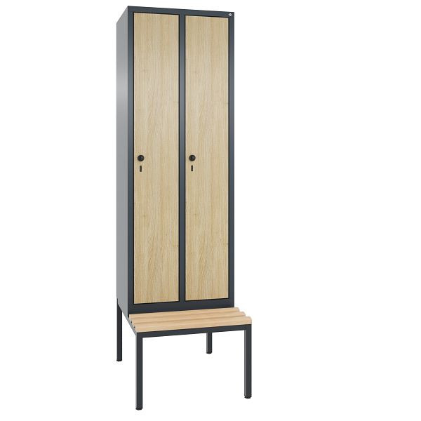 C+P Spind Evolo, 2 Abteile, H2090xB610xT815 mm, Anthrazit/HPL Eiche, 48050-20 S10737