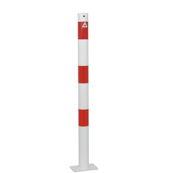Schake Absperrpfosten Stahlrohr Ø 60 x 2,5 mm ortsfest für Dübel Befestigung, feuerverzinkt und weiß beschichtet, 460PB
