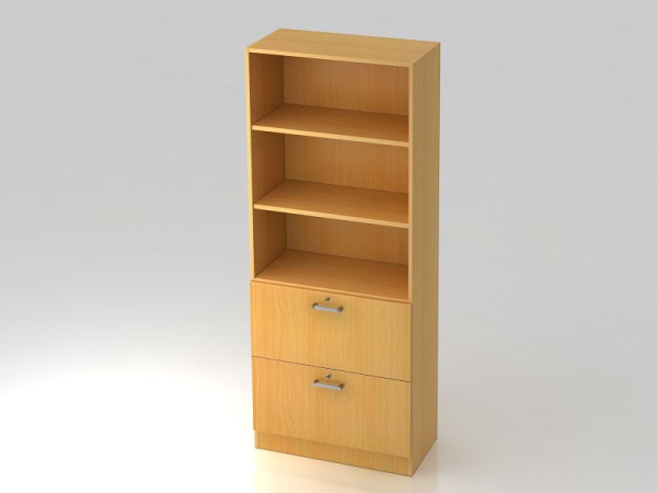 Hammerbacher Schrank 5OH, 2HR, Sockelblende Chromgriff Buche/Buche, 80x42x200,4 cm (BxTxH), V7300/6/6/CE