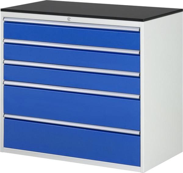 RAU Schubladenschrank Serie 7000, B1145xT650xH1030mm, Schubladen: 3xH150, 2xH240mm, Arbeitsplatte melaminharzbeschichtet, 03-XXL7.4A-M.11