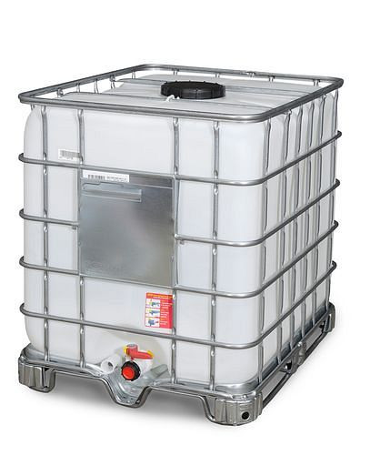 DENIOS Recobulk IBC Gefahrgut-Container, Stahlkufen, 1000 l, Öffnung NW225, Auslauf NW50, 266-201