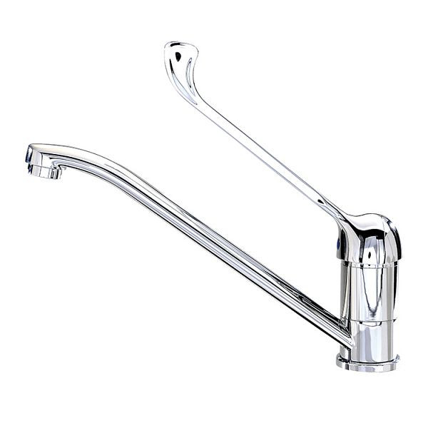 Gastro-Inox "High Performance" Monoblockmischer mit Kunststoff Ellbogenkontrolle, 220mm, Ein-Loch-Mischbatterie mit Schwenkarm, 402.413