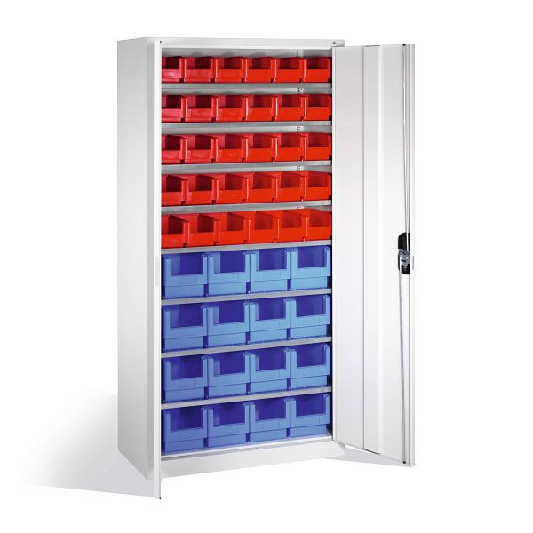 C+P Magazinschrank Serie 13, H1980xB1000xT420mm, Farbe: Lichtgrau, Muldengriff, 133144-25 S10015