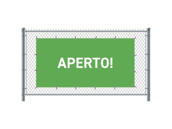 Showdown Displays Zaun-Banner 200 x 100 cm Geöffnet Italienisch Grün, FBG200-100-I711