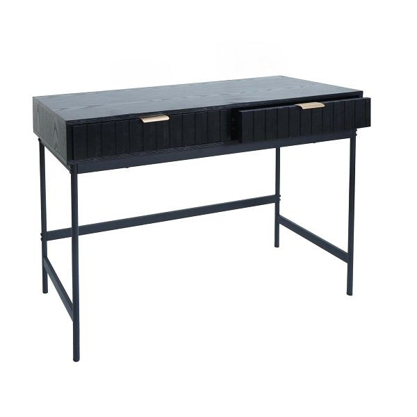 Mendler Konsolentisch HWC-O41, Telefontisch Ablagetisch, Industrial Schublade Melamin 85x100x40cm, Holzoptik schwarz, 112232