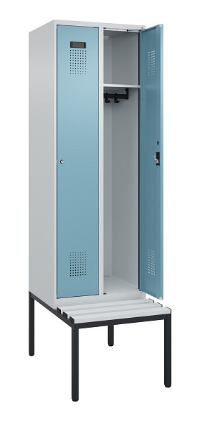 C+P Spind Evolo PLUS, 2 Abteil, 2120x600x815mm, 7035/0010, Zylinderschloss, Material Sitzfläche Kunststoff, Sitzbank, 0490507-20 S10090