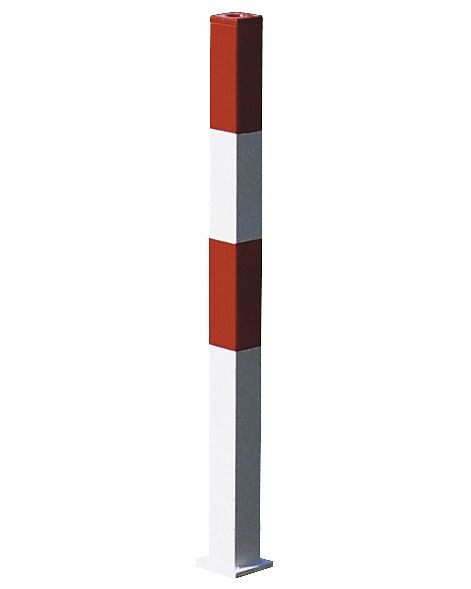 Moravia Absperrpfosten Stahl, herausnehmbar, zum Aufdübeln, feuerverzinkt, ohne Ösen, 70 x 70 mm, rot/weiß, 243700